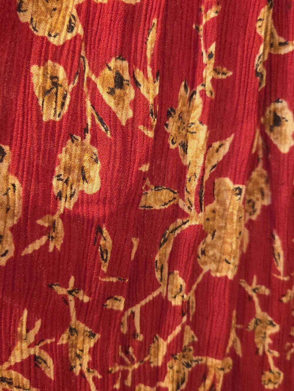 Vintage Liz Baker Red Floral Crinkle Broomstick Skirt 1X Plus Size Cottagecore - Picture 4 of 11